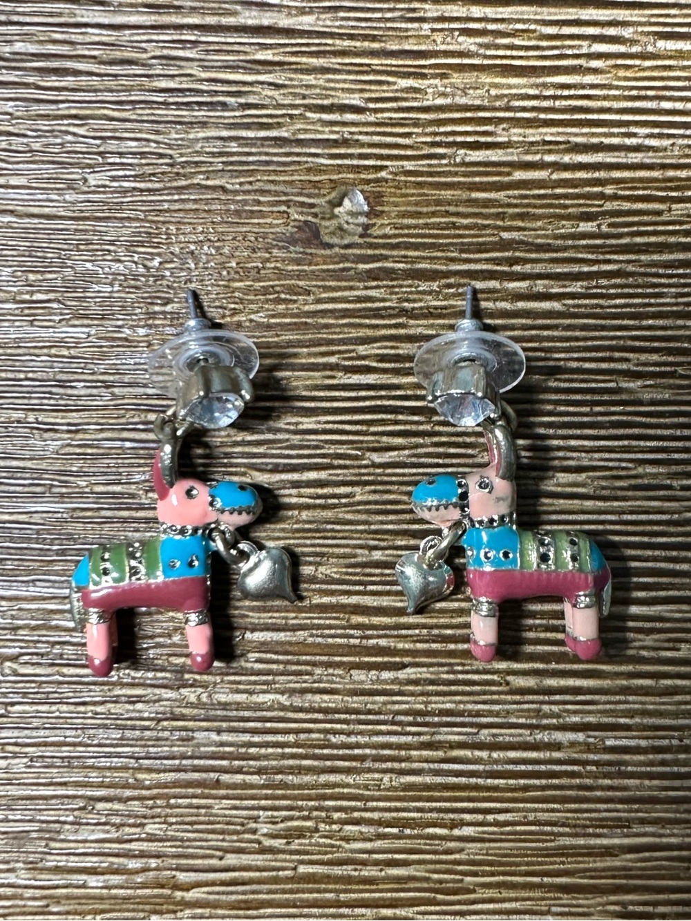 Betsy Johnson Cute Pink & Turquoise Donkey Dangle Earrings